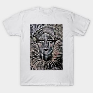 french pierrot clown harlequin theatre performer art deco vintage poster pastel collage T-Shirt
